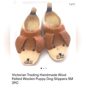 NWT WOOL FELTED WOMENS SLIPPERS size Medium (women’s 7-8) puppy dogs